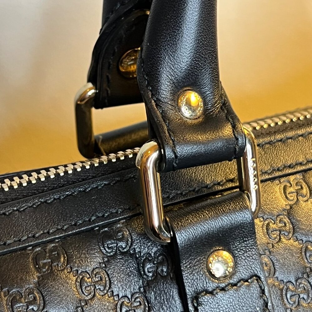 Gucci Micro Guccissima 2WAY Boston Bag Handbag Leather Black - Picture 4 of 16